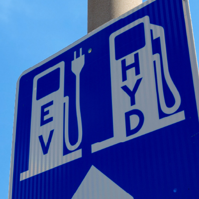 EV and Hydrogen Charger highway sign